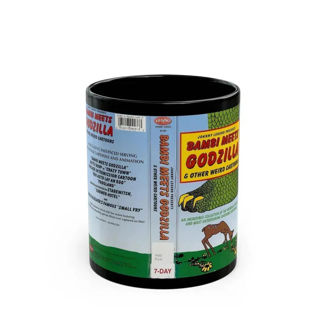 BAMBI MEETS GODZILLA AND OTHER WEIRD CARTOONS (VHS COVER) - Black Coffee Mug 11oz - Go Mug Yourself