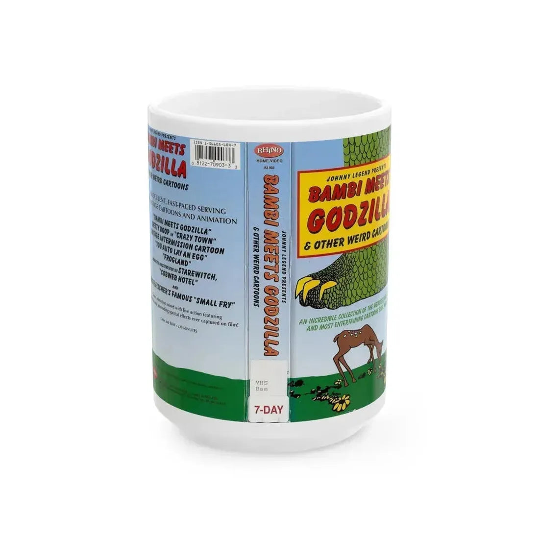 BAMBI MEETS GODZILLA AND OTHER WEIRD CARTOONS (VHS COVER) - White Coffee Mug 15oz - Go Mug Yourself