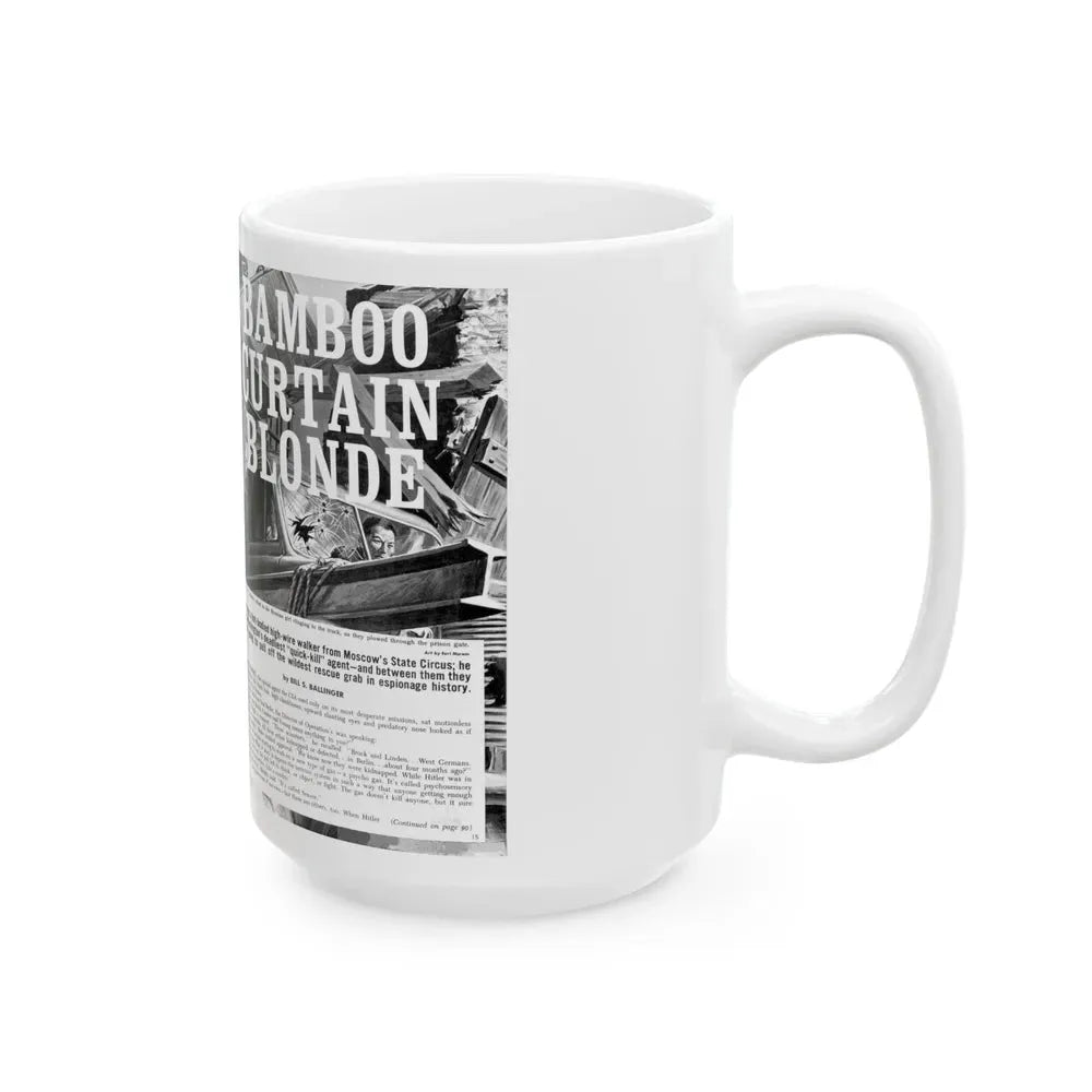 Bamboo Curtain Blonde, For Men Only, February 1966 - White Coffee Mug - Go Mug Yourself