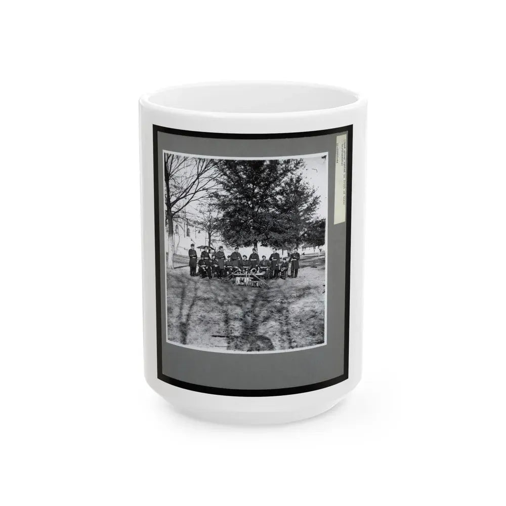 Band Group Seated Behind Their Instruments (U.S. Civil War) White Coffee Mug 15oz - Go Mug Yourself