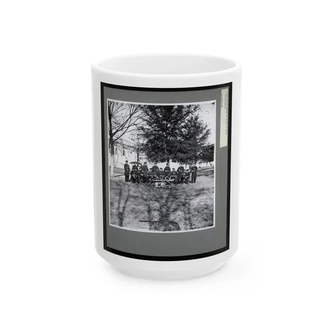 Band Group Seated Behind Their Instruments (U.S. Civil War) White Coffee Mug 15oz - Go Mug Yourself