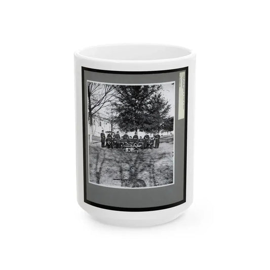 Band Group Seated Behind Their Instruments (U.S. Civil War) White Coffee Mug 15oz - Go Mug Yourself