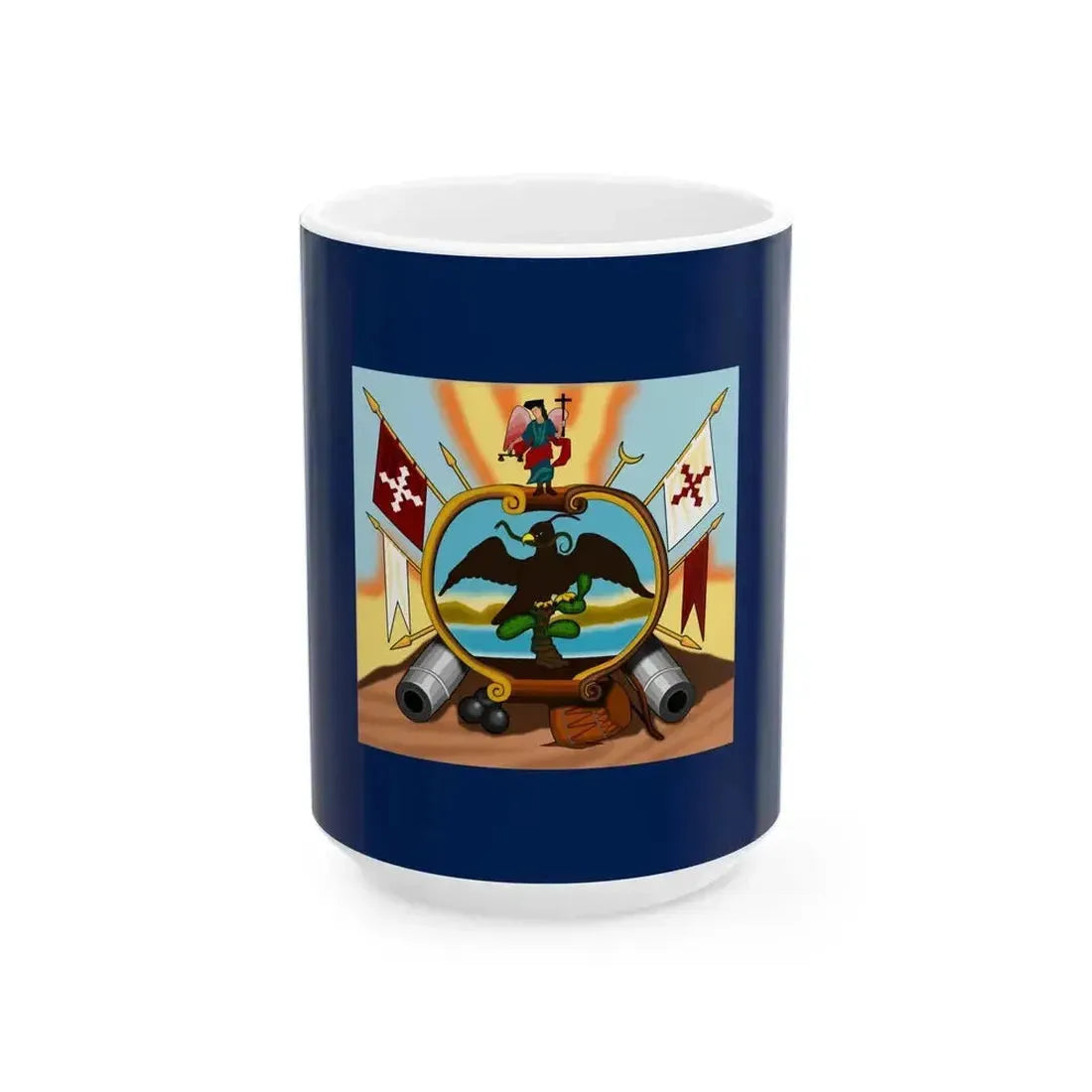 Bandera de Allende Reverso Cruz (Mexico) White Coffee Mug 15oz - Go Mug Yourself
