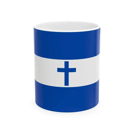 Bandera de El Salvador con una Cruz Cristiana (El Salvador) White Coffee Mug 11oz - Go Mug Yourself
