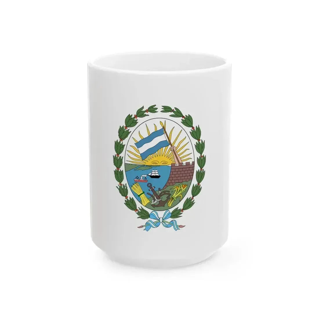 Bandera de la Ciudad de Rosario (Argentina) White Coffee Mug 15oz - Go Mug Yourself