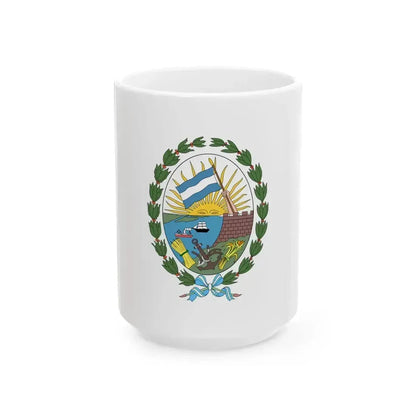 Bandera de la Ciudad de Rosario (Argentina) White Coffee Mug 15oz - Go Mug Yourself