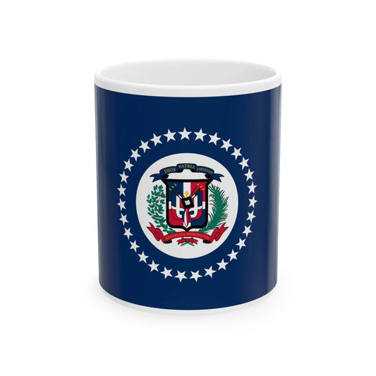 Bandera de la Marina de Guerra Dominicana Con sus trenta y un estrellas (Dominica) White Coffee Mug 11oz - Go Mug Yourself