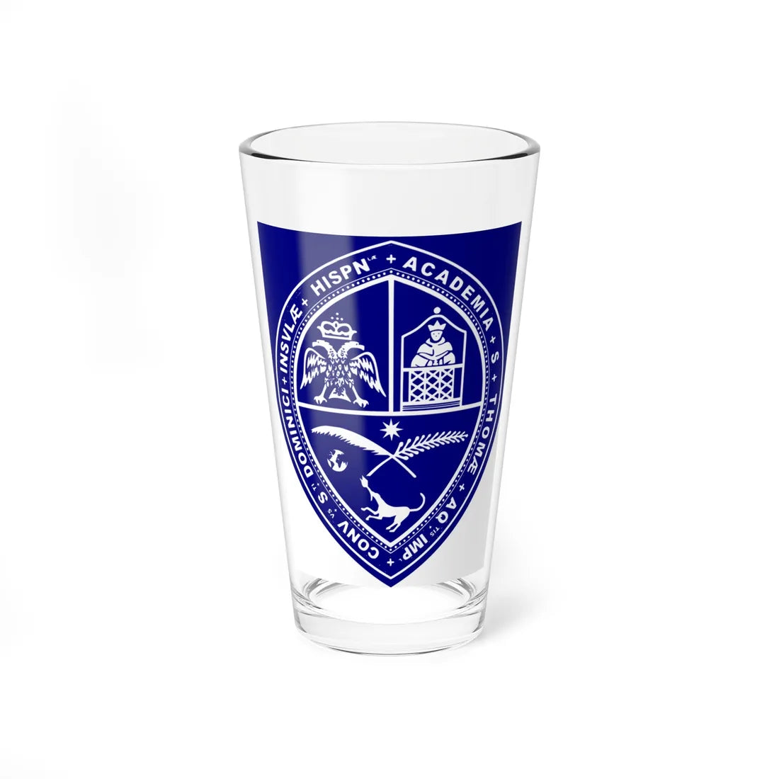 Bandera de la Uasd cropped (Dominica) (Coat of Arms) Pint Glass 16oz 16oz - Go Mug Yourself