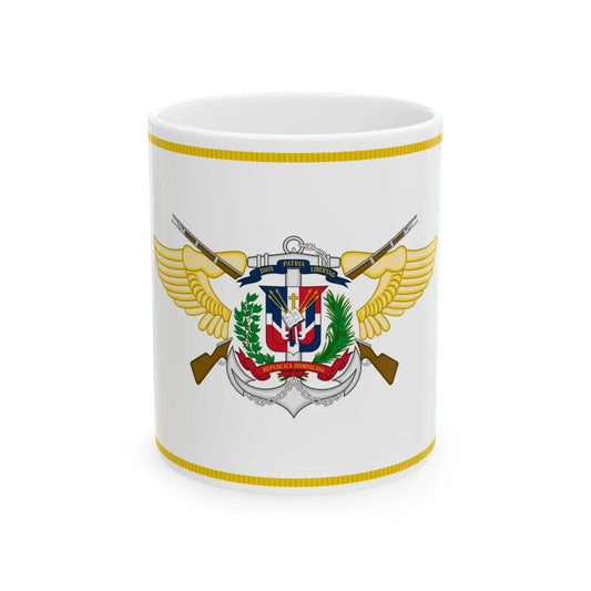 Bandera de las Fuerzas Armadas Engalanada en los bordes (Dominica) White Coffee Mug 11oz - Go Mug Yourself