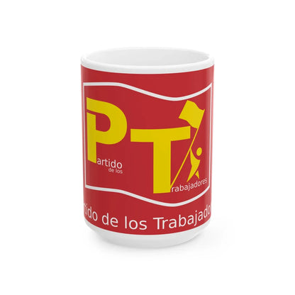 Bandera Estatutaria Partido de los Trabajadores CR 2024 (Costa Rica) White Coffee Mug 15oz - Go Mug Yourself