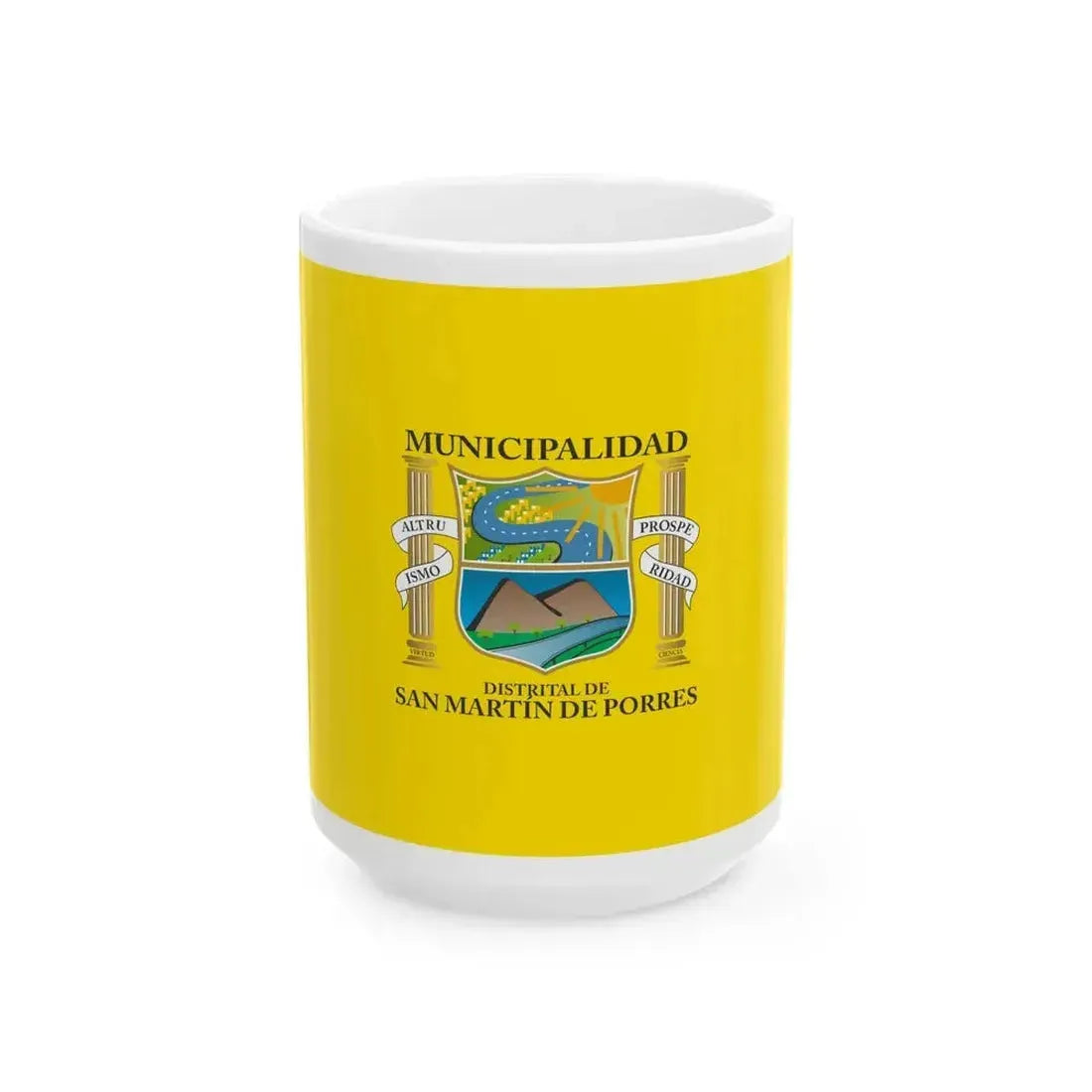 Bandera Municipalidad Distrital de San Martin de Porres (Peru) White Coffee Mug 15oz - Go Mug Yourself