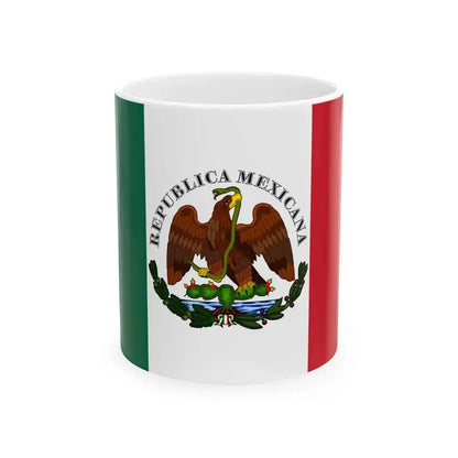 Bandera Republia Restaurada Mexico 1846 a 1879 (Mexico) White Coffee Mug 11oz - Go Mug Yourself