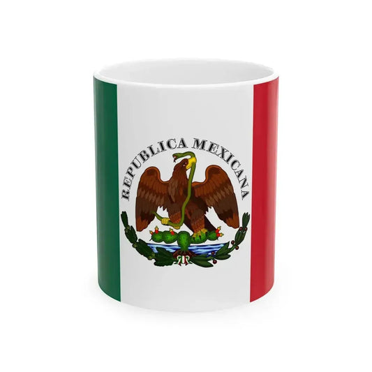 Bandera Republia Restaurada Mexico 1846 a 1879 (Mexico) White Coffee Mug 11oz - Go Mug Yourself