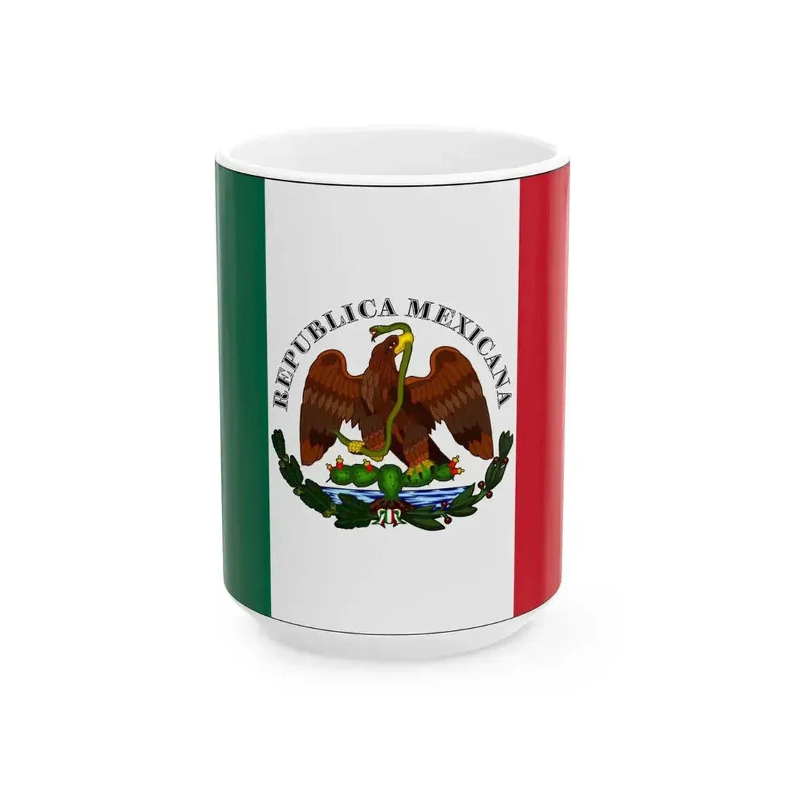 Bandera Republia Restaurada Mexico 1846 a 1879 (Mexico) White Coffee Mug 15oz - Go Mug Yourself
