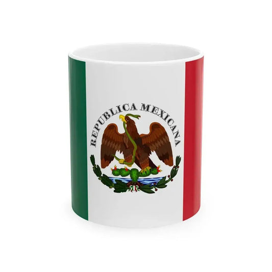 Bandera Republia Restaurada Mexico Liberal 1846 a 1879 (Mexico) White Coffee Mug 11oz - Go Mug Yourself