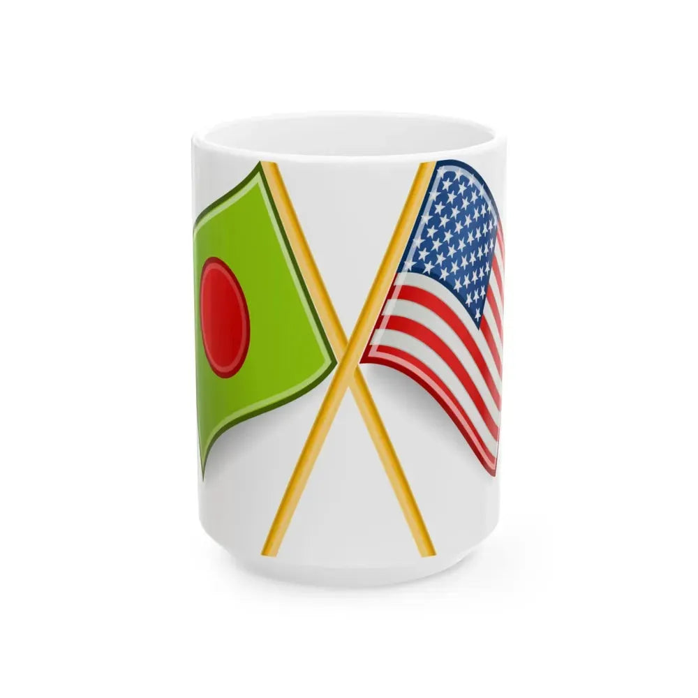 Bangladeshi and U.S. flags (Bangladesh) White Coffee Mug 15oz - Go Mug Yourself