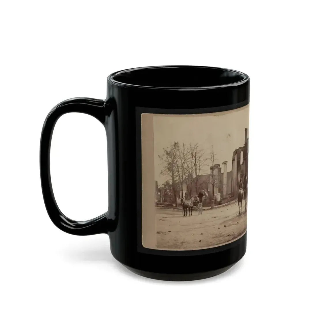 Bank Of Chambersburg & Franklin House, Chambersburg, Franklin Co., Pa., Destroyed By The Rebels Under Mccausland, July 30th, 1864 (U.S. Civil War) Black Coffee Mug - Go Mug Yourself