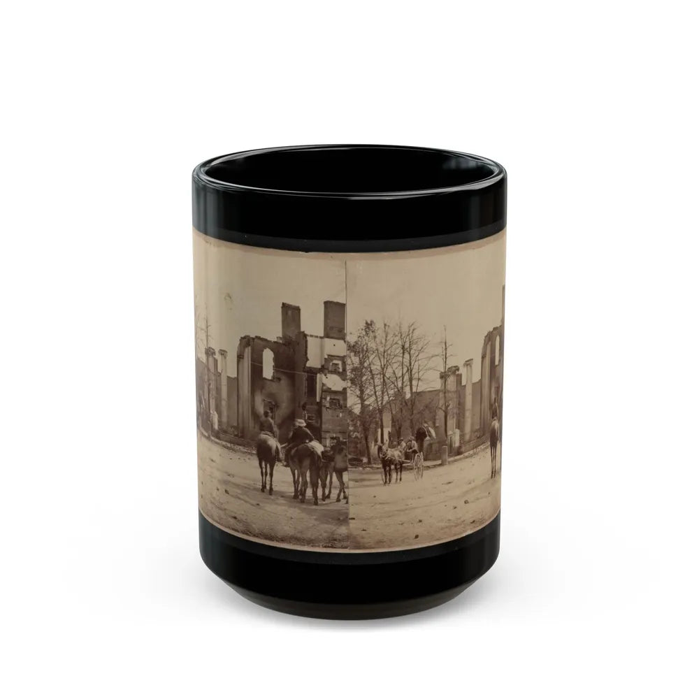 Bank Of Chambersburg & Franklin House, Chambersburg, Franklin Co., Pa., Destroyed By The Rebels Under Mccausland, July 30th, 1864 (U.S. Civil War) Black Coffee Mug-15oz-Go Mug Yourself