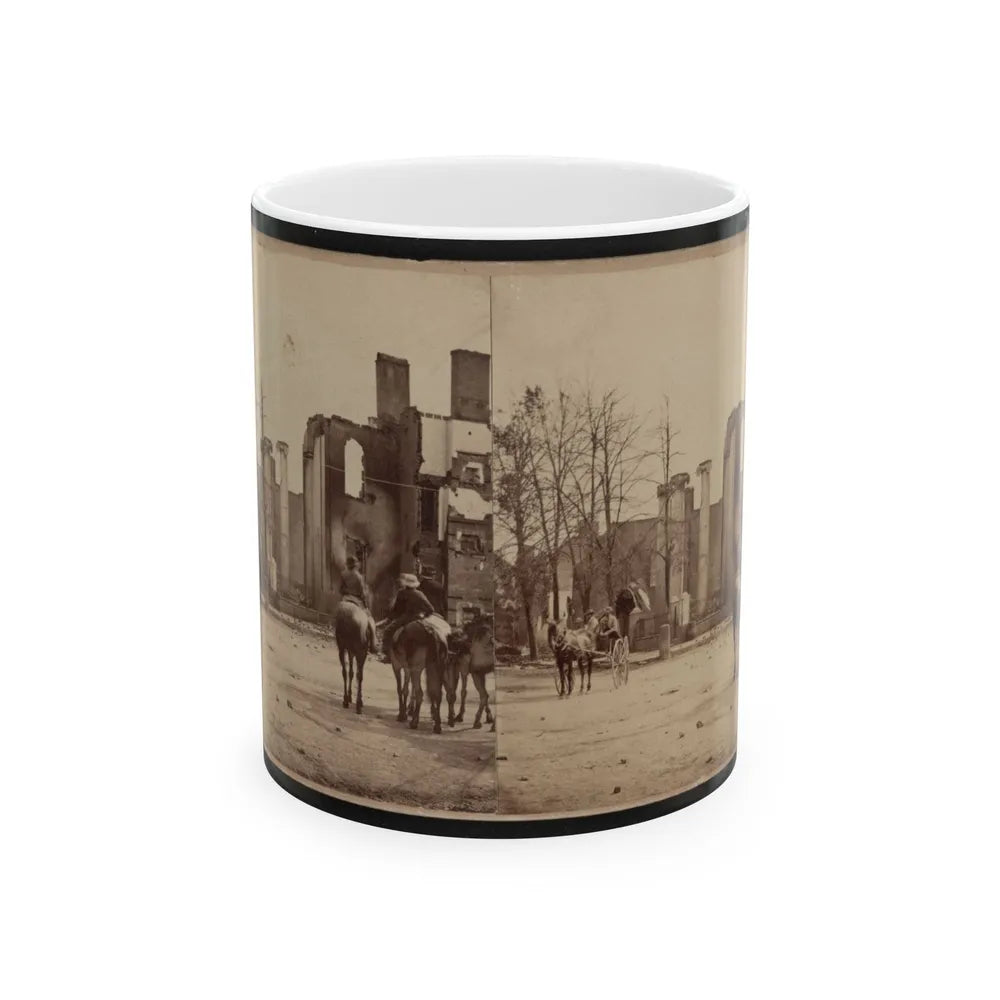 Bank Of Chambersburg & Franklin House, Chambersburg, Franklin Co., Pa., Destroyed By The Rebels Under Mccausland, July 30th, 1864 (U.S. Civil War) White Coffee Mug-11oz-Go Mug Yourself