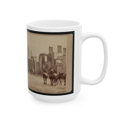 Bank Of Chambersburg & Franklin House, Chambersburg, Franklin Co., Pa., Destroyed By The Rebels Under Mccausland, July 30th, 1864 (U.S. Civil War) White Coffee Mug-Go Mug Yourself