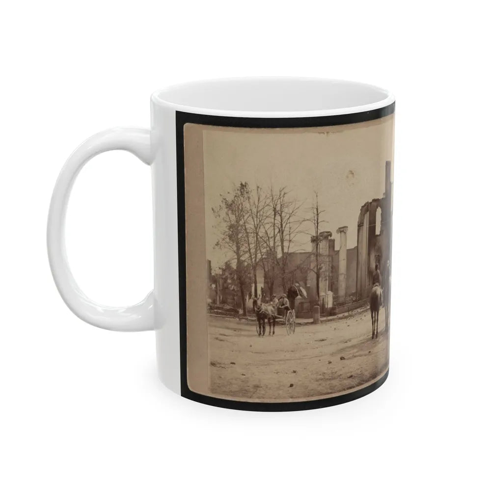 Bank Of Chambersburg & Franklin House, Chambersburg, Franklin Co., Pa., Destroyed By The Rebels Under Mccausland, July 30th, 1864 (U.S. Civil War) White Coffee Mug-Go Mug Yourself