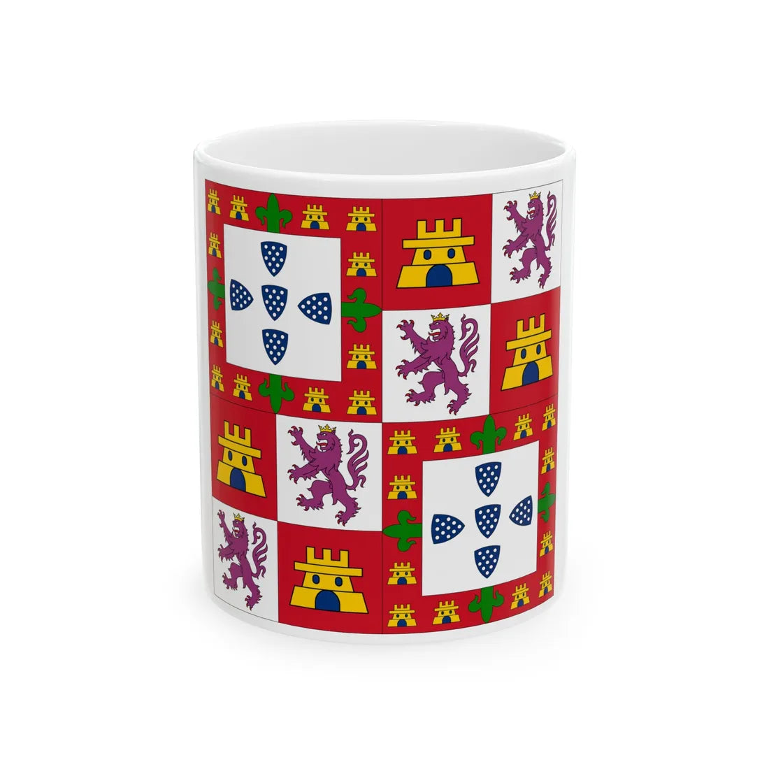 Banner of Arms of Afonso V of Portugal (Portugal) White Coffee Mug 11oz - Go Mug Yourself
