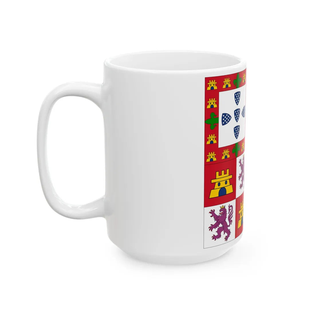 Banner of Arms of Afonso V of Portugal (Portugal) White Coffee Mug - Go Mug Yourself