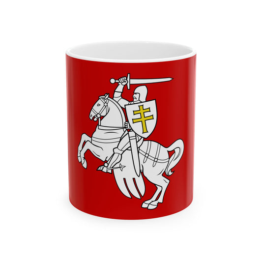 Banner of the Pahonia coat of arms of Belarus (Belarus) White Coffee Mug-11oz-Go Mug Yourself