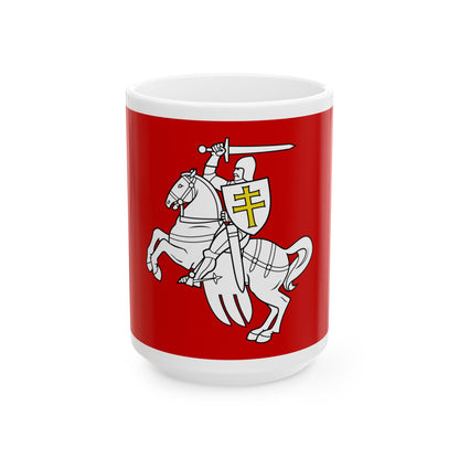 Banner of the Pahonia coat of arms of Belarus (Belarus) White Coffee Mug-15oz-Go Mug Yourself