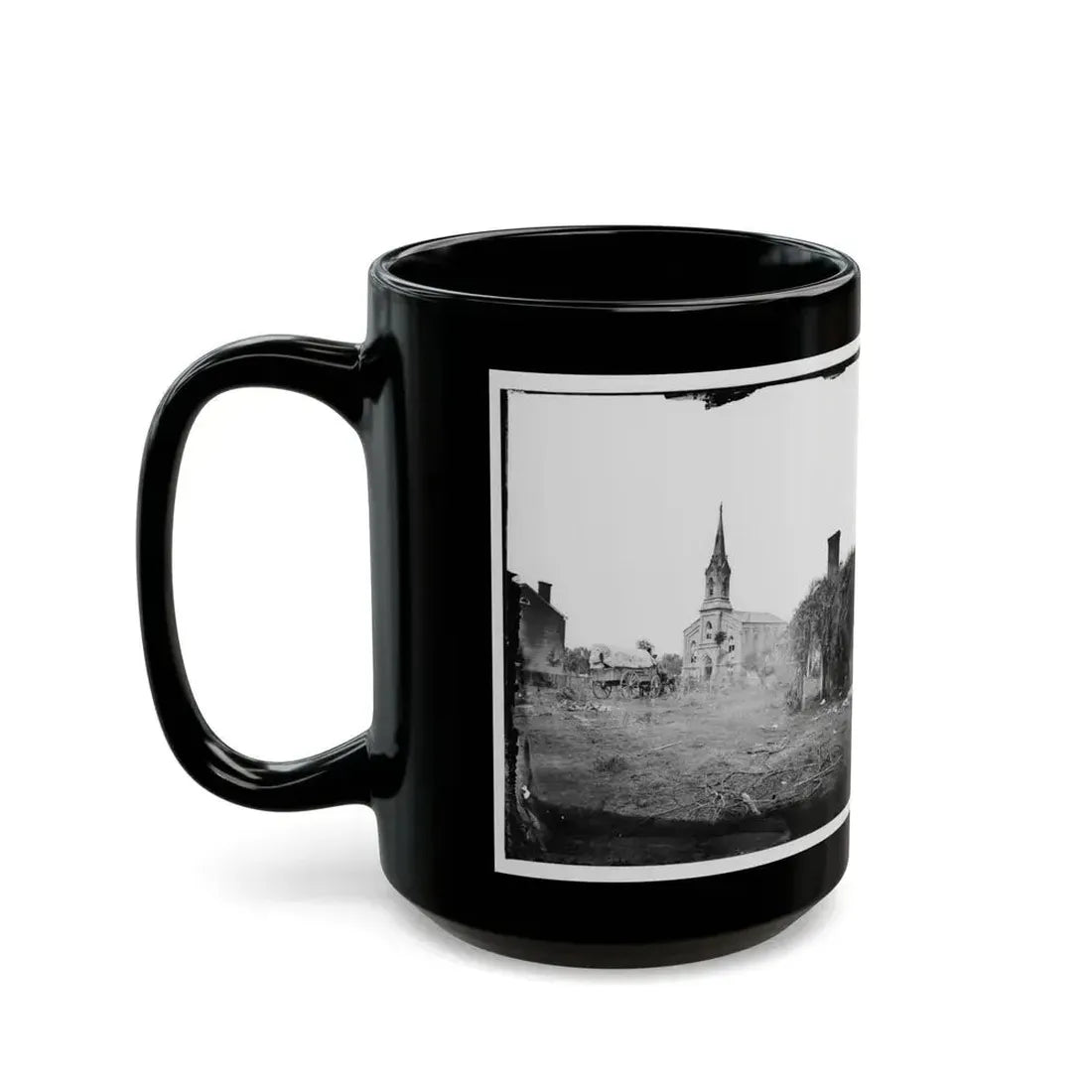 Baptist Church, Fredericksburg, Virginia, From The Backyard Of The Sanitary Commission Depot (U.S. Civil War) Black Coffee Mug - Go Mug Yourself