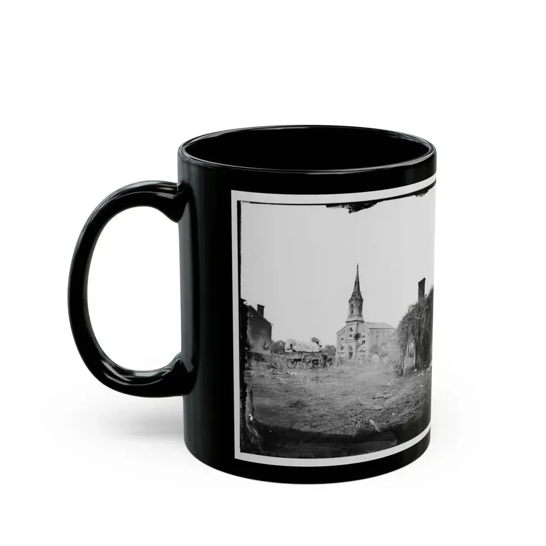 Baptist Church, Fredericksburg, Virginia, From The Backyard Of The Sanitary Commission Depot (U.S. Civil War) Black Coffee Mug - Go Mug Yourself