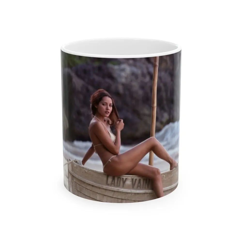 Barbara Carrera #100 (Vintage Female Icon) White Coffee Mug-11oz-Go Mug Yourself