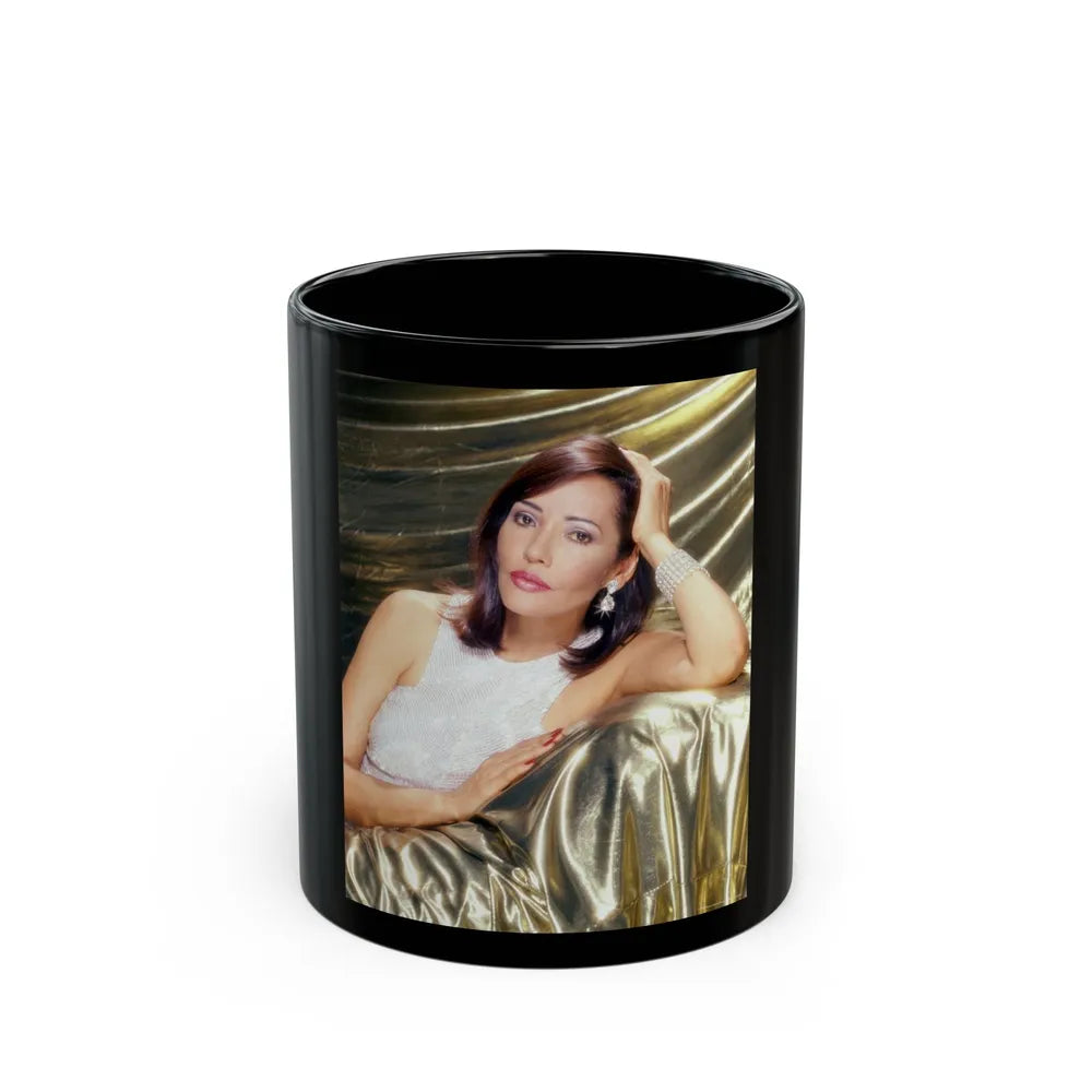 Barbara Carrera #108 (Vintage Female Icon) Black Coffee Mug-11oz-Go Mug Yourself