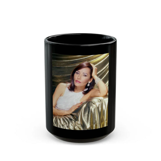 Barbara Carrera #108 (Vintage Female Icon) Black Coffee Mug-15oz-Go Mug Yourself