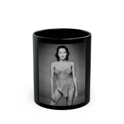 Barbara Carrera #110 (Vintage Female Icon) Black Coffee Mug-11oz-Go Mug Yourself