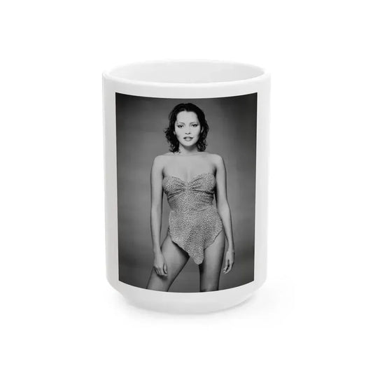 Barbara Carrera #110 (Vintage Female Icon) White Coffee Mug 15oz - Go Mug Yourself