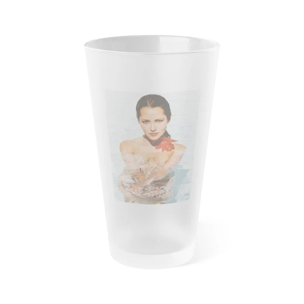 Barbara Carrera #116 (Vintage Female Icon) Frosted Pint Glass 16oz-16oz-Frosted-Go Mug Yourself