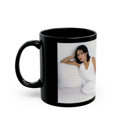 Barbara Carrera #119 (Vintage Female Icon) Black Coffee Mug-Go Mug Yourself