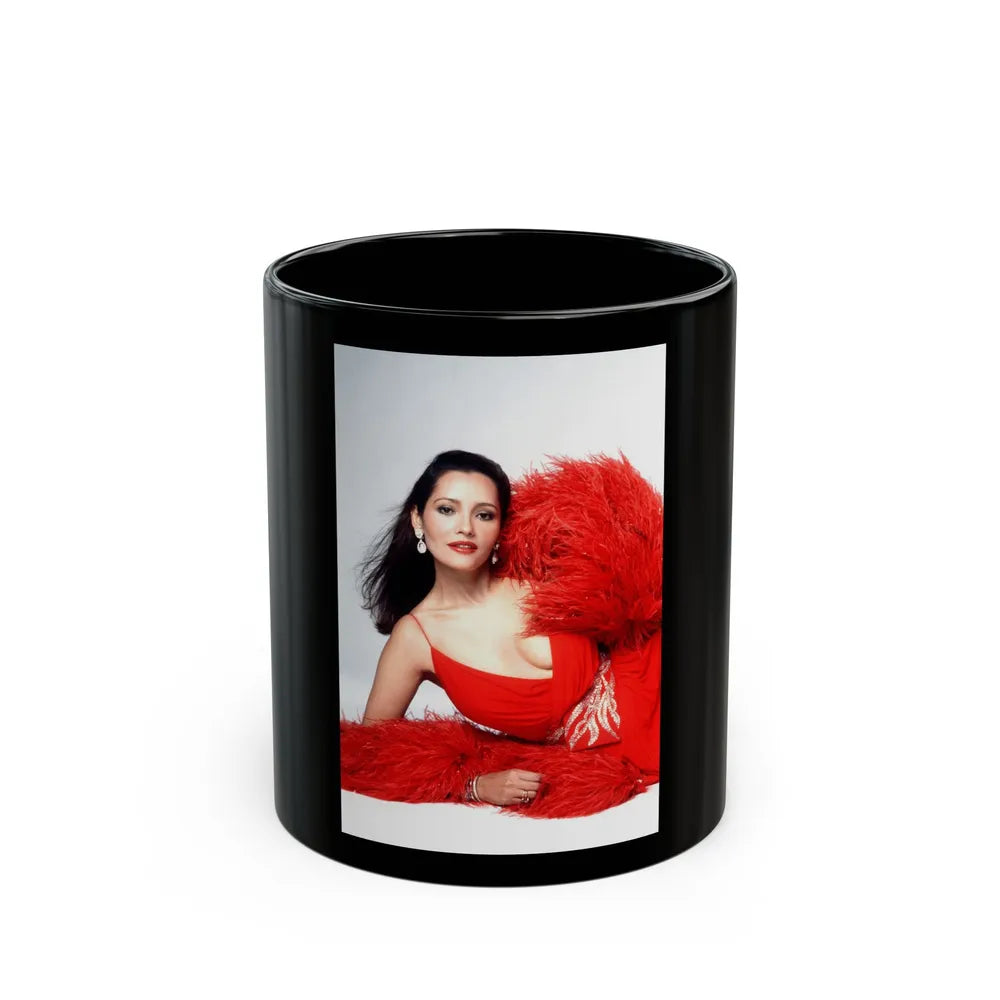 Barbara Carrera #120 (Vintage Female Icon) Black Coffee Mug-11oz-Go Mug Yourself