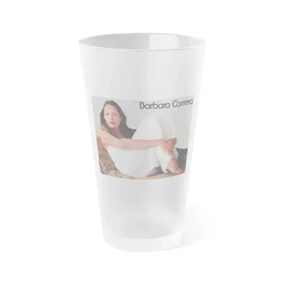 Barbara Carrera #124 (Vintage Female Icon) Frosted Pint Glass 16oz 16oz Frosted - Go Mug Yourself