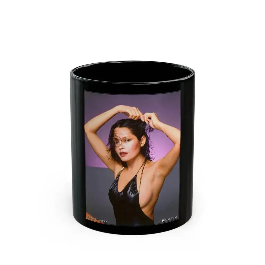 Barbara Carrera #15 (Vintage Female Icon) Black Coffee Mug 11oz - Go Mug Yourself