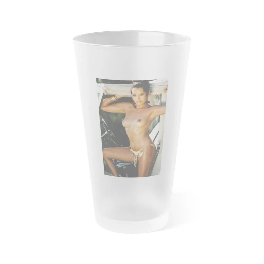 Barbara Carrera #35 - Topless (Vintage Female Icon) Frosted Pint Glass 16oz-16oz-Frosted-Go Mug Yourself