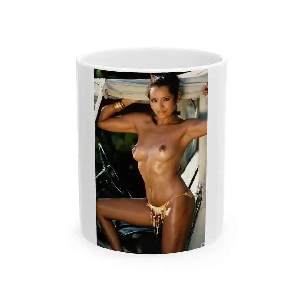 Barbara Carrera #35 - Topless (Vintage Female Icon) White Coffee Mug 11oz - Go Mug Yourself