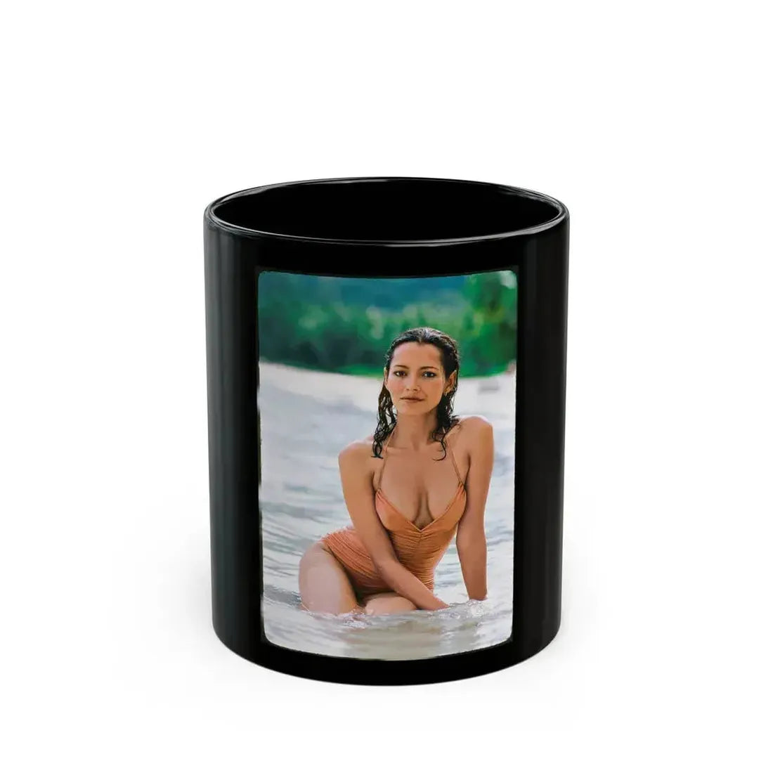 Barbara Carrera #67 (Vintage Female Icon) Black Coffee Mug 11oz - Go Mug Yourself