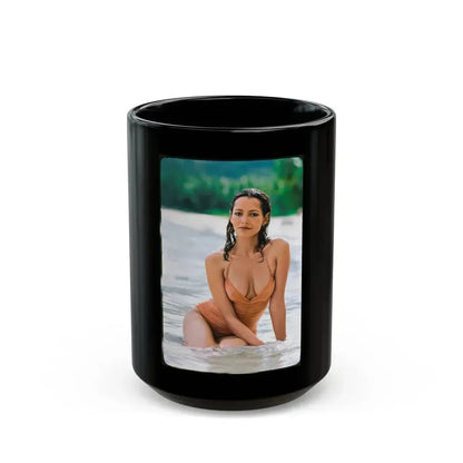 Barbara Carrera #67 (Vintage Female Icon) Black Coffee Mug 15oz - Go Mug Yourself