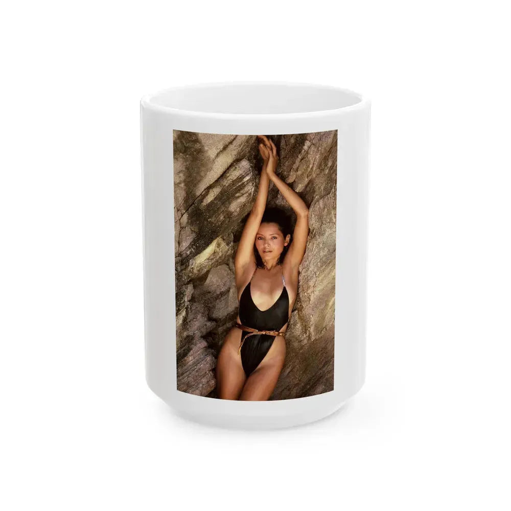 Barbara Carrera #81 (Vintage Female Icon) White Coffee Mug 15oz - Go Mug Yourself