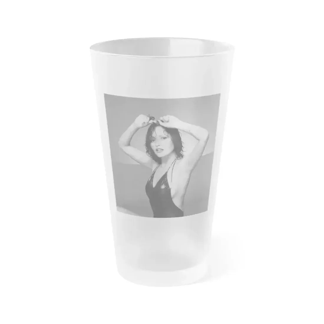 Barbara Carrera #94 (Vintage Female Icon) Frosted Pint Glass 16oz 16oz Frosted - Go Mug Yourself