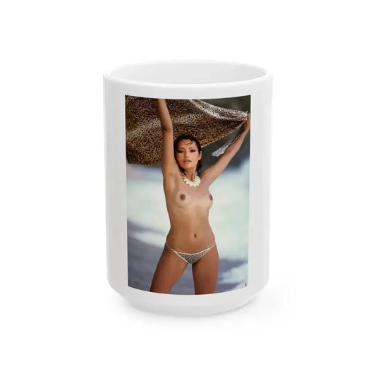 Barbara Carrera #98 - Topless (Vintage Female Icon) White Coffee Mug 15oz - Go Mug Yourself