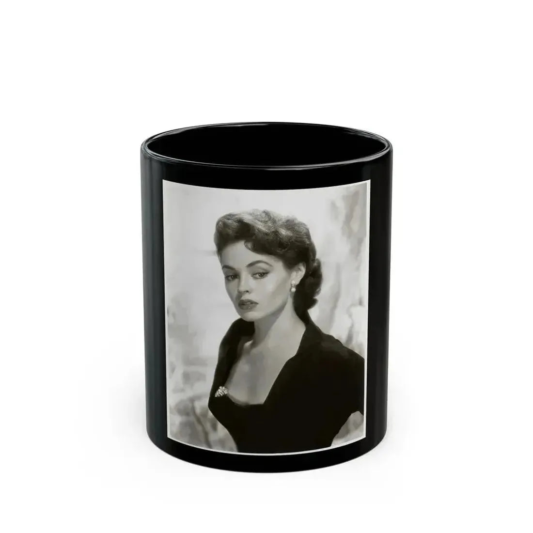 Barbara Darrow #06 (Vintage Female Icon) Black Coffee Mug 11oz - Go Mug Yourself