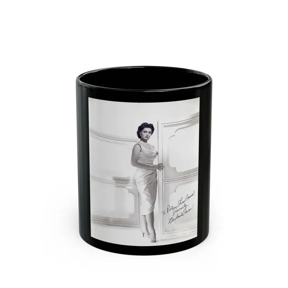 Barbara Darrow #07_1 (Vintage Female Icon) Black Coffee Mug 11oz - Go Mug Yourself